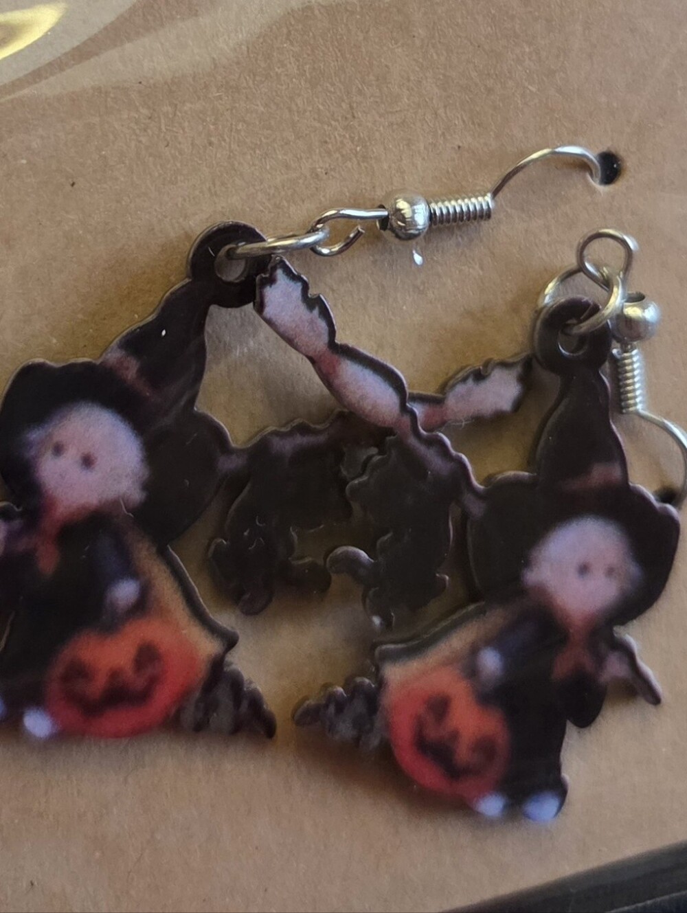 Halloween Pumpkin Witch Dangle Earrings